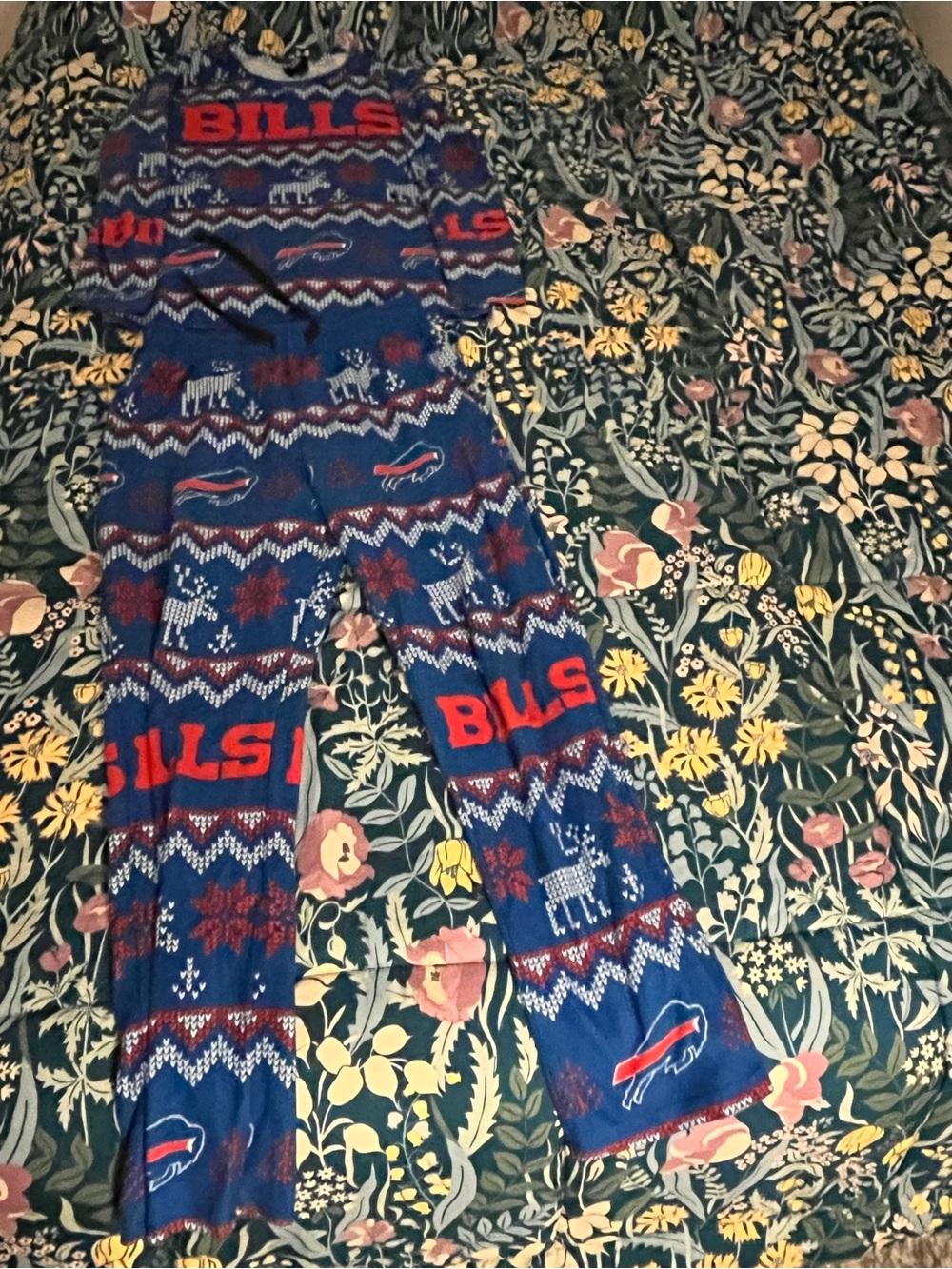 NFL Buffalo Bills Holiday Blue and Red Women's Pajama Set Size Small
